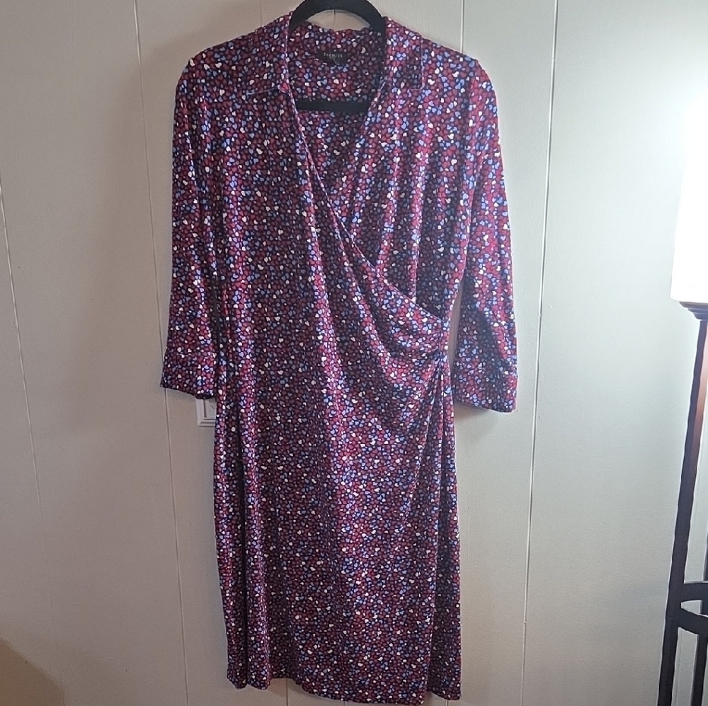 Talbots Red and Blue Long Sleeve Dress